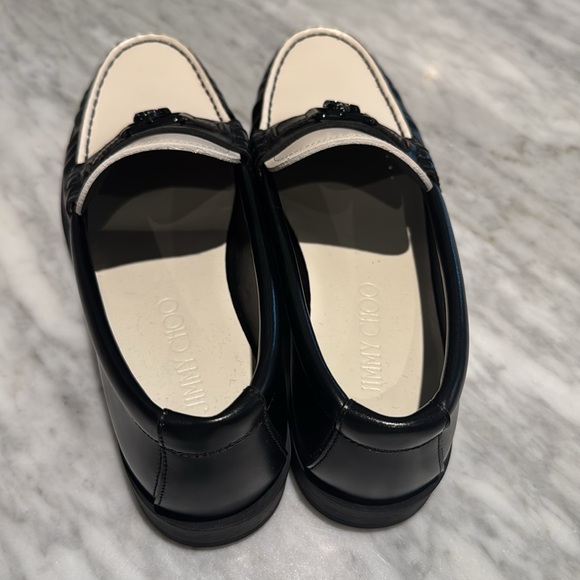 Jimmy Choo Black and White Two-Tone Leather Loafers - Picture 3 of 5
